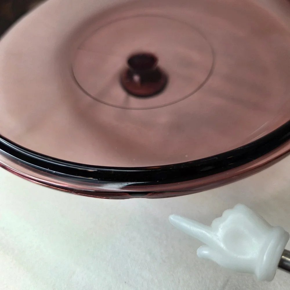 Pyrex Visions Cranberry Glass 2L Round Casserole Dish with Lid 024 USA Made MCM
